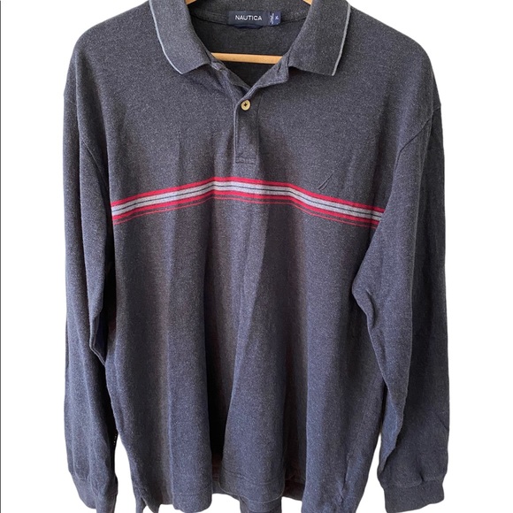 Nautica Other - Vintage Nautica long sleeve polo shirt, dark grey, size XL